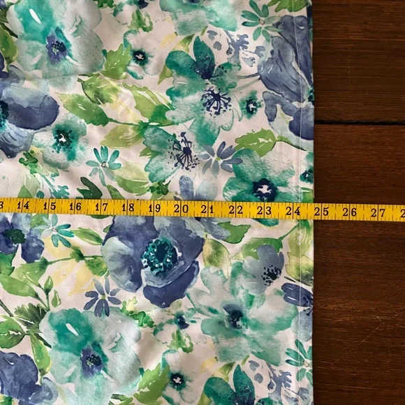 Handmade Floral Blue and Green Women's Pleated Skirt - Picture 7 of 8